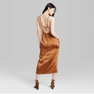 NWT Target wild fable burnt orange satin slip dress maxi size M